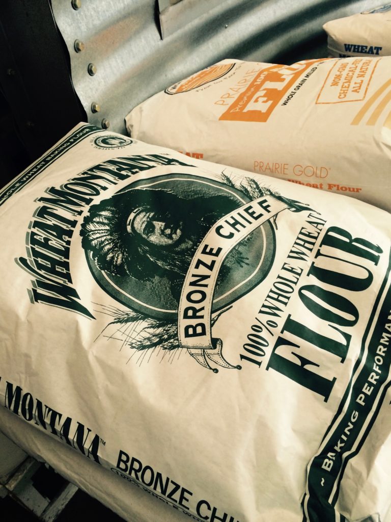 a bag of Wheat Montana Flour 