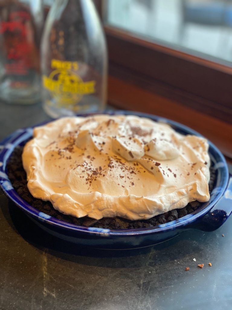 Chocolate Cream Pie with Baileys whipped cream 