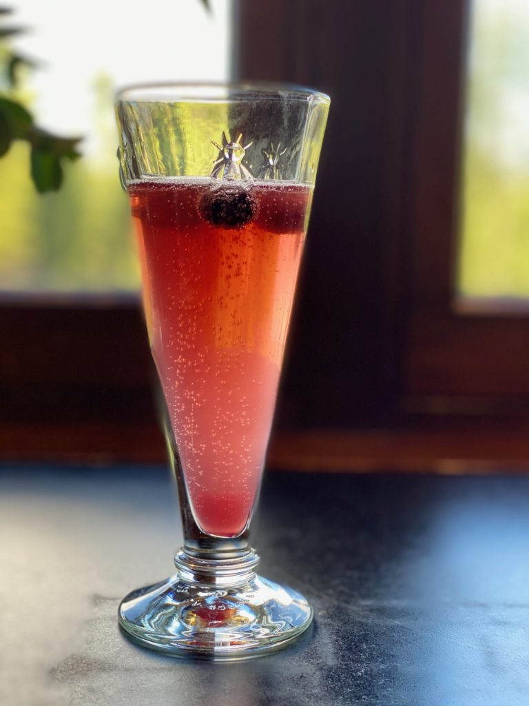 Pomegranate Blueberry Champagne Cocktail