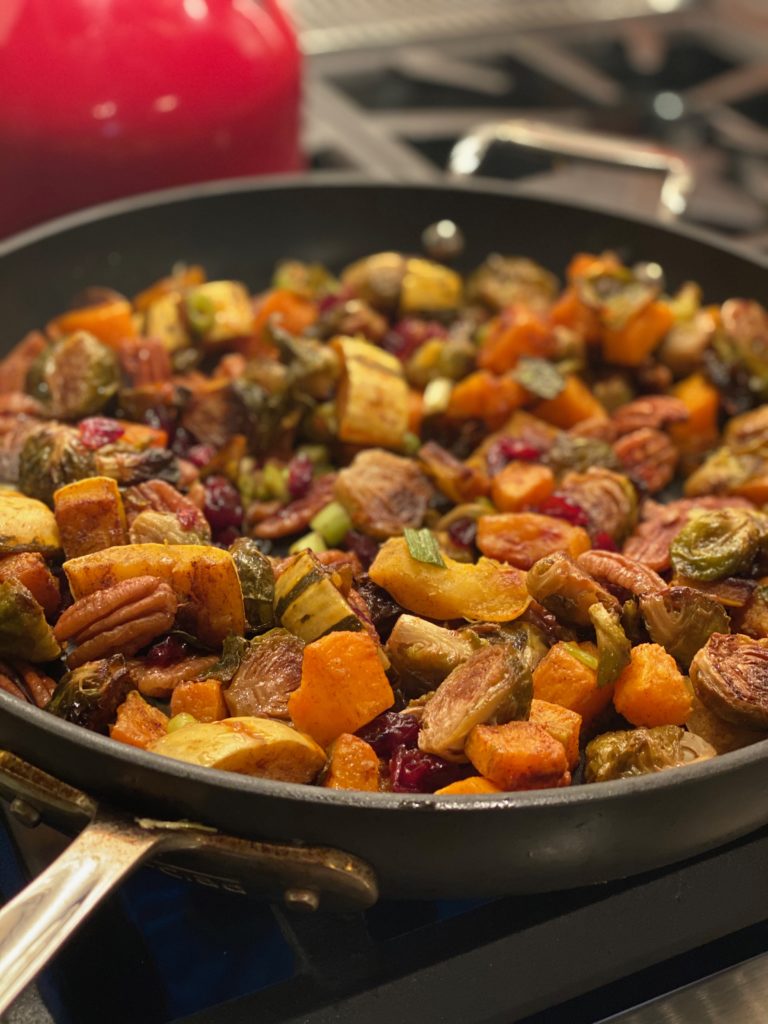 Roasted Brussel Sprouts, Pecans and Squash