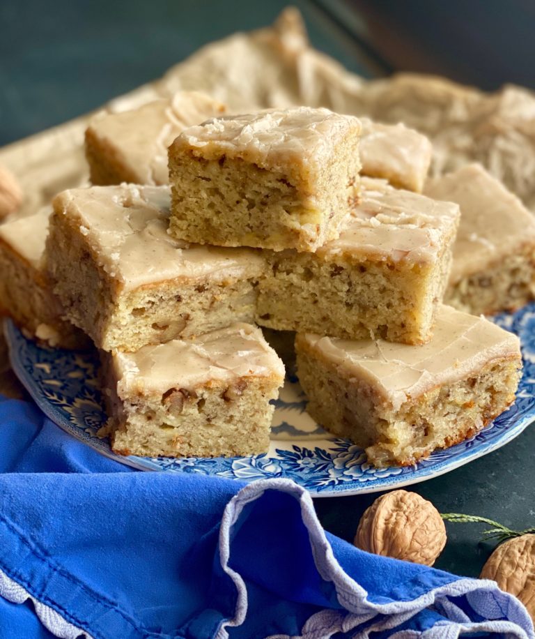 Banana, Brown Butter & Walnut Monkey Squares with Frosting