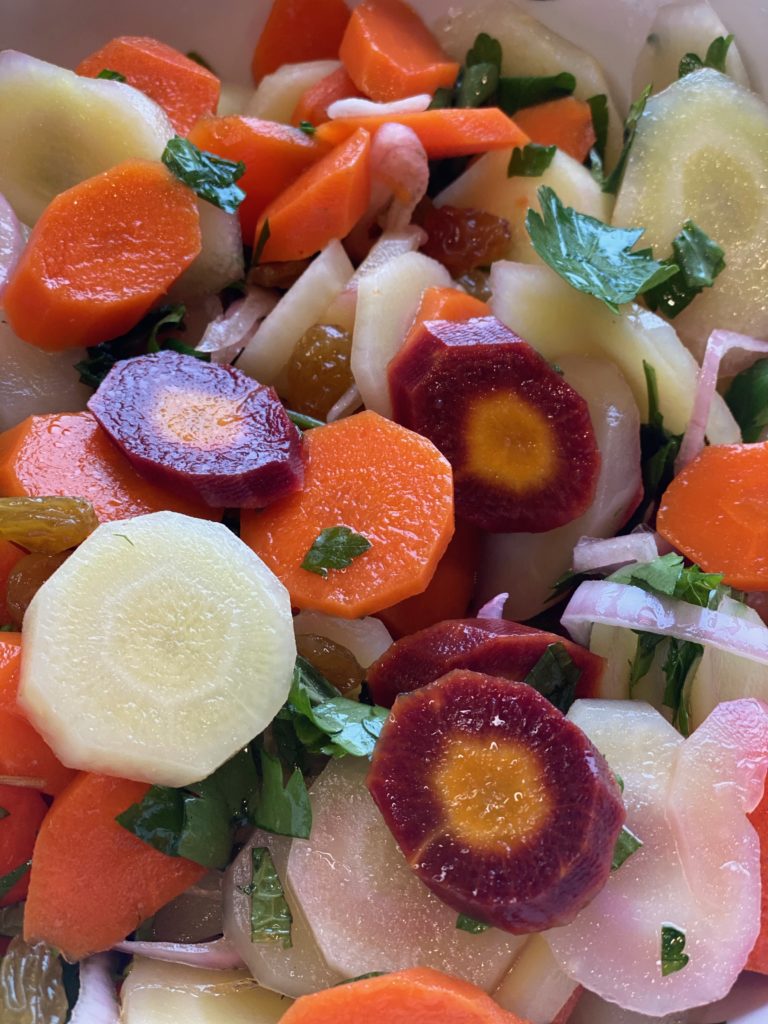 Carrot & Herb Salad with Honey & Cumin Vinaigrette.