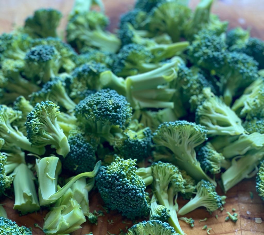 a pile of chopped broccoli