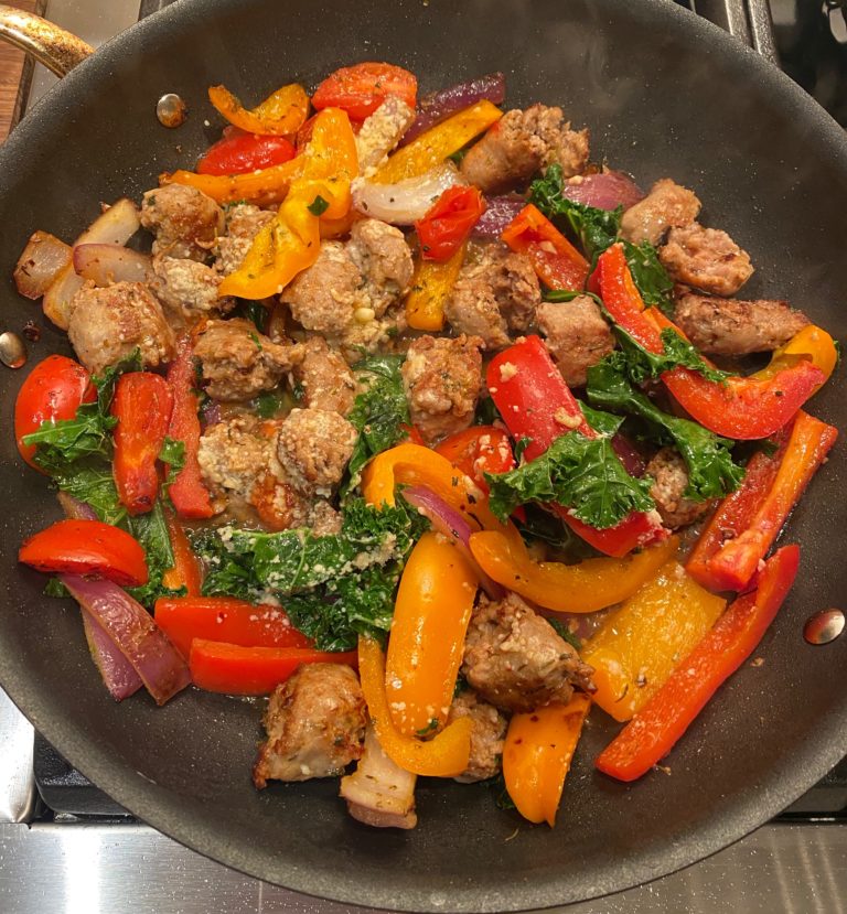 Dinner in under 30 Minutes: One Skillet Peppers & Sausage