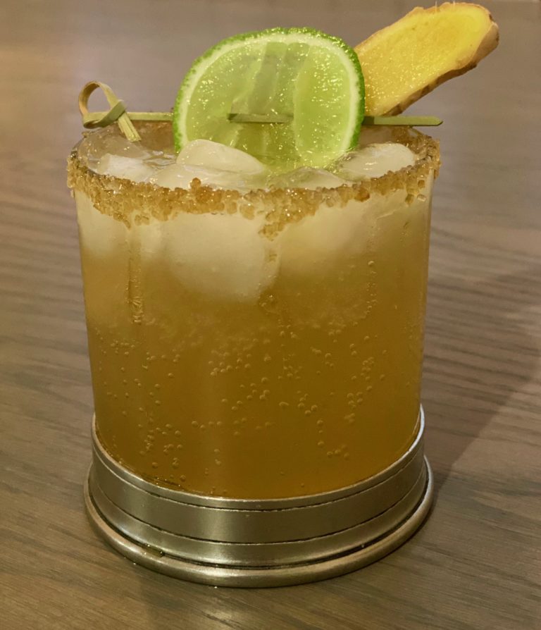 Friday Cocktail Hour: Gasparilla Dark & Stormy with Ginger Shards & Turbinado Sugared Rim