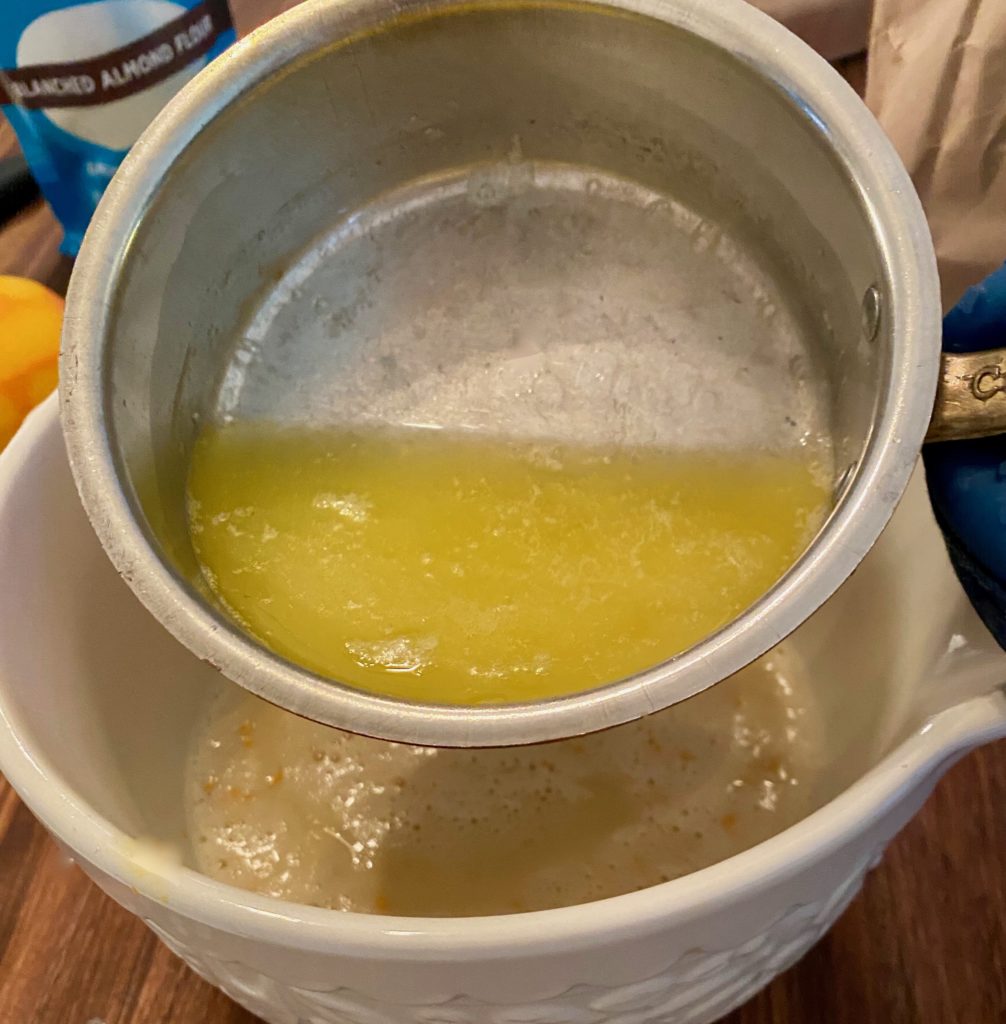 A small saucepan with melted butter