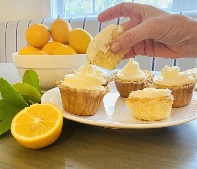 Simple Fluffy Meyer Lemon Cupcakes with Buttercream  Frosting
