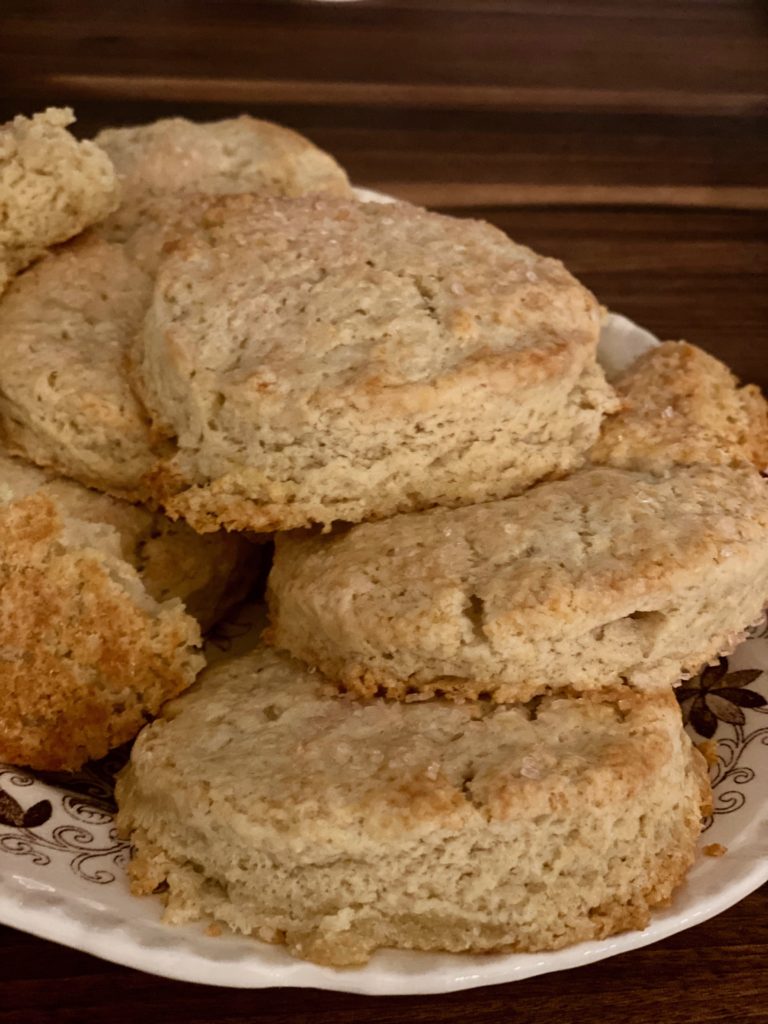 Plate of baked shortcake biscuits 