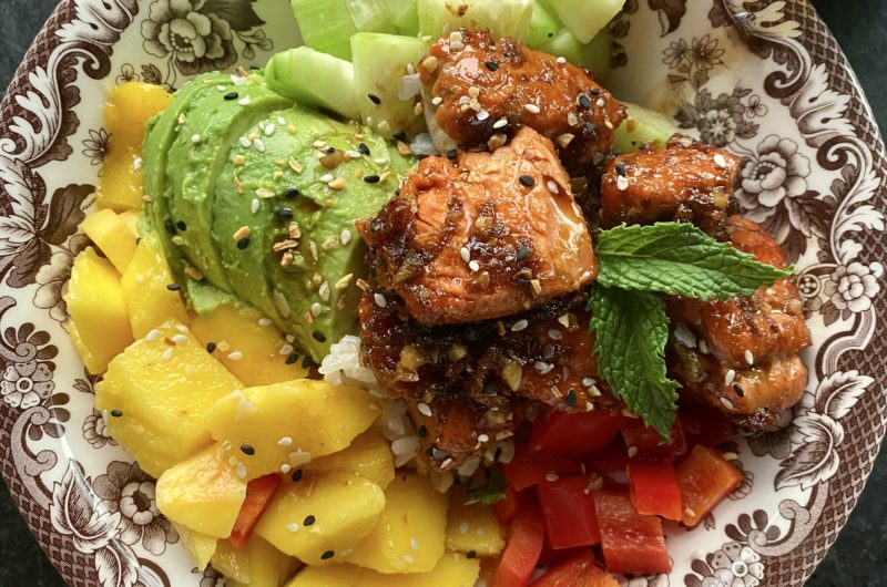 Spicy Salmon Protein Bowl with Coconut Rice