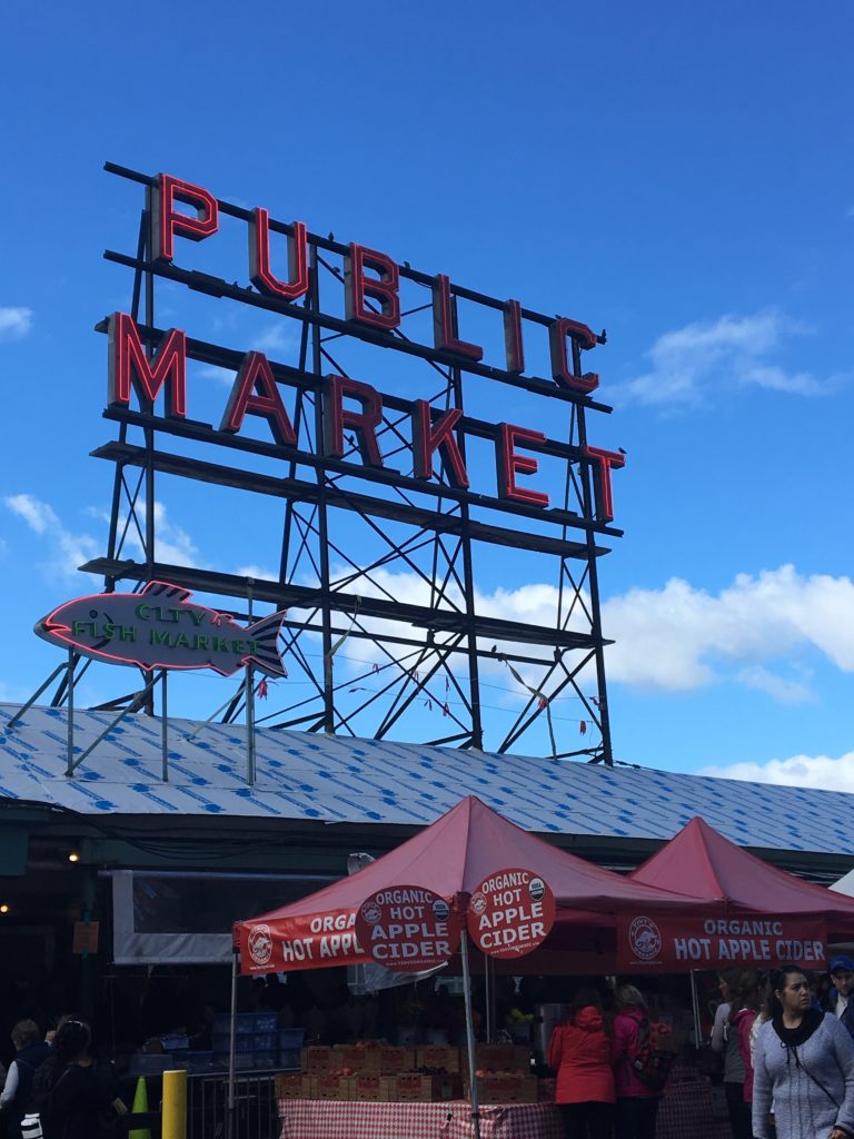 the iconic Public Market sign form the Pike Street market