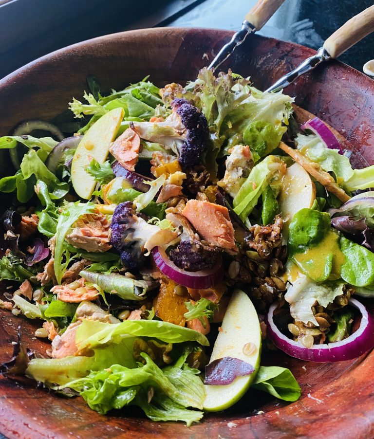 Protein Packed Green Apple, Salmon & Lentil Salad
