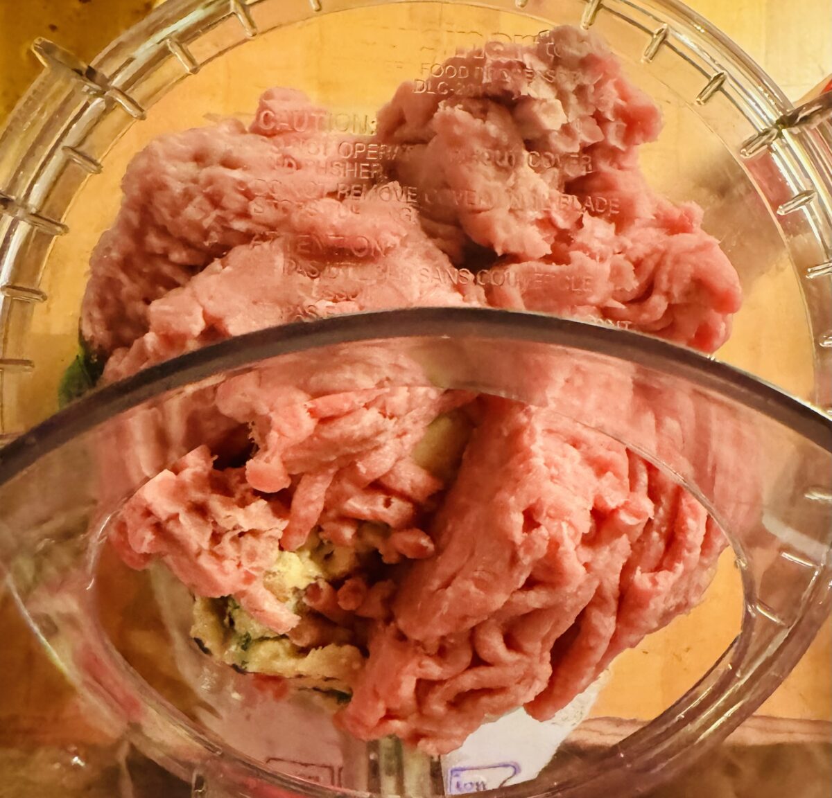 ground turkey and spices in a food processor 