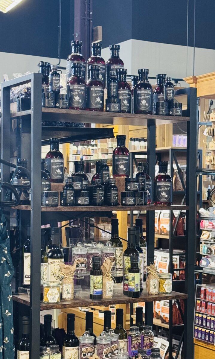 a rack of Wild Montana Foods products at a store 