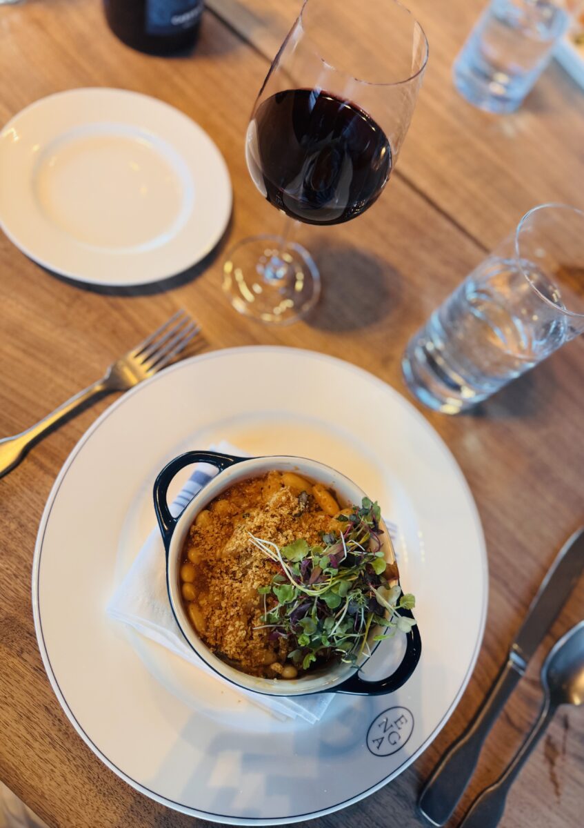 a bowl of a bean cassoulet at Enga in Whitefish, MT